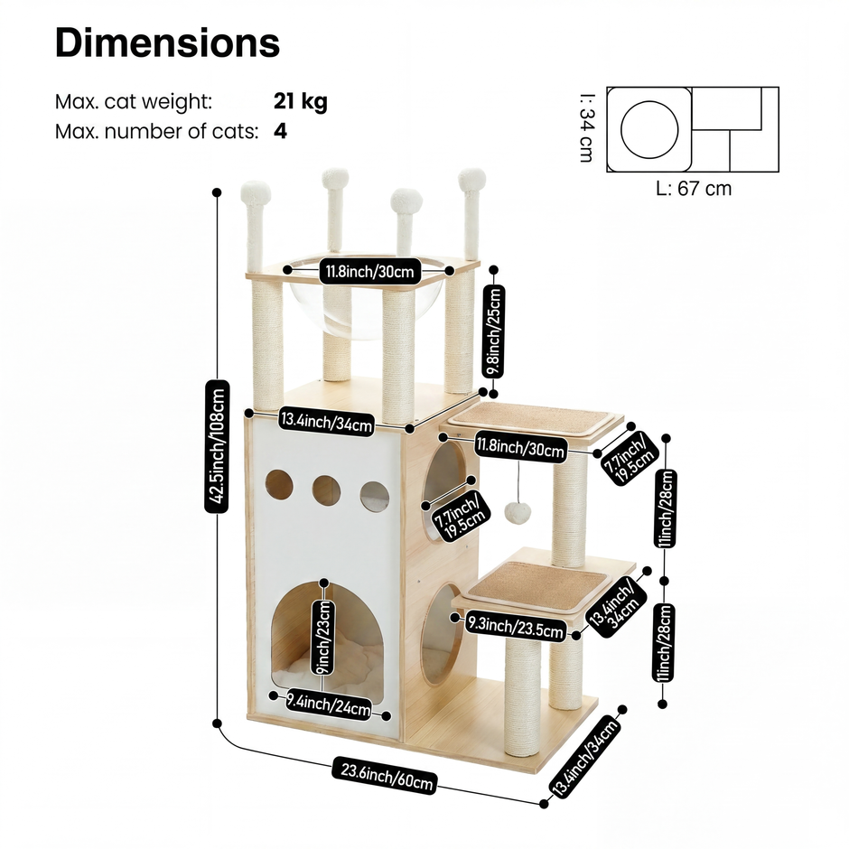Neopawo Saphir Cat Tree 108cm